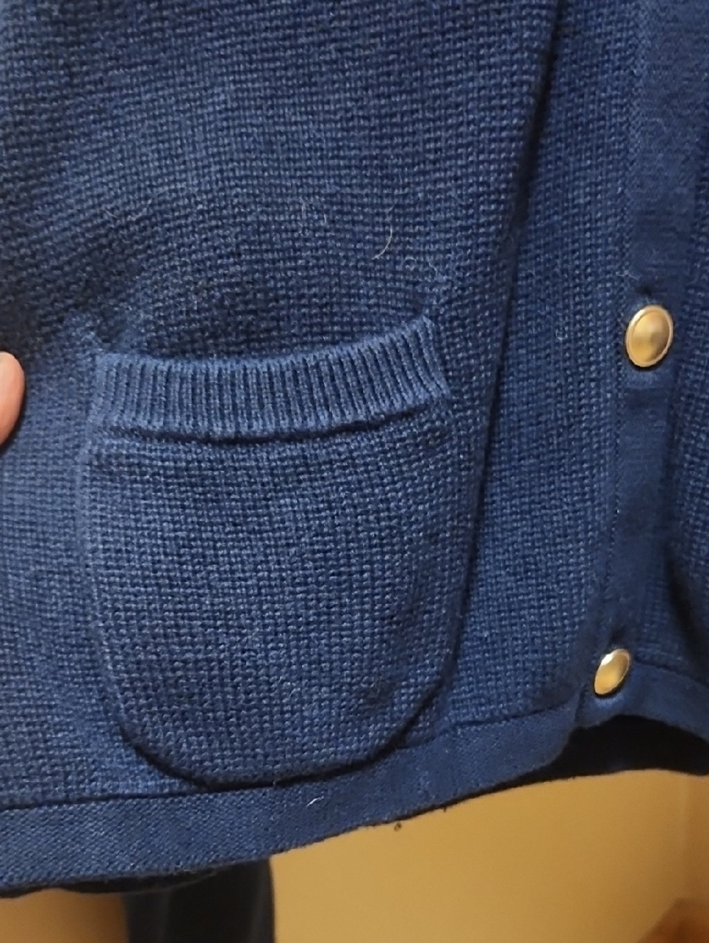 Quince 100% Organic Cotton Sweater Jacket in Navy, Size L - Picture 7 of 8